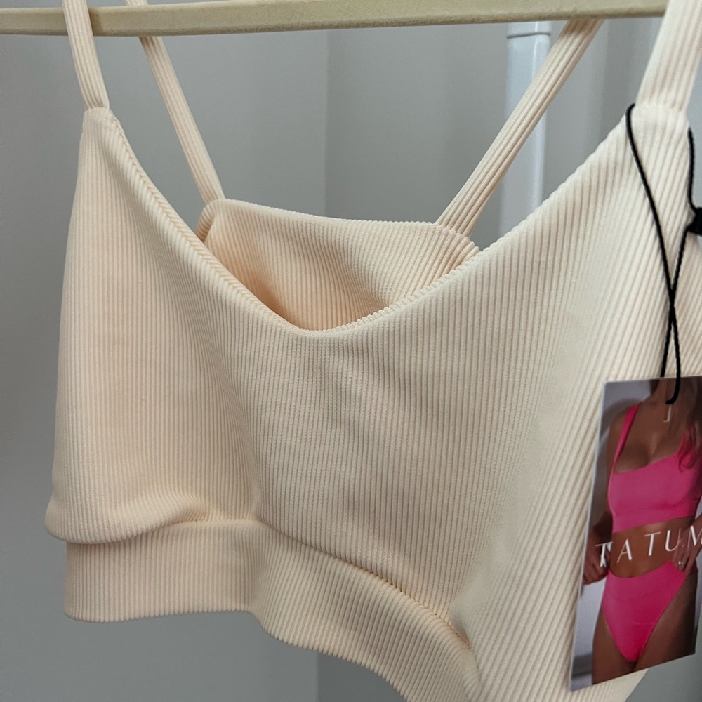 Cream Ribbed Bralette - Picture 2 of 2